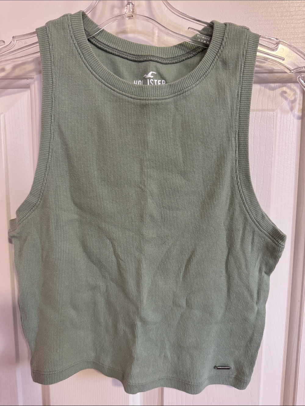 Hollister Ribbed Sage Green Crop Tank